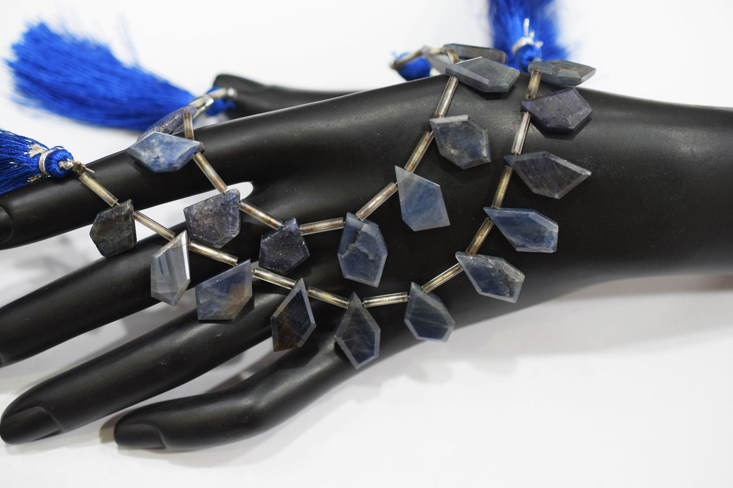 11 Pieces Blue Sapphire Crown Cut Tablets Geometrical Shape Briolettes , Sold By Strand , 9x13-10x18 mm , 17841