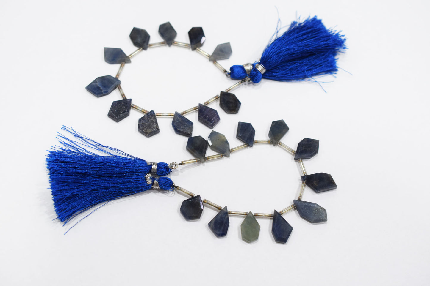 11 Pieces Blue Sapphire Crown Cut Tablets Geometrical Shape Briolettes , Sold By Strand , 9x13-10x18 mm , 17841