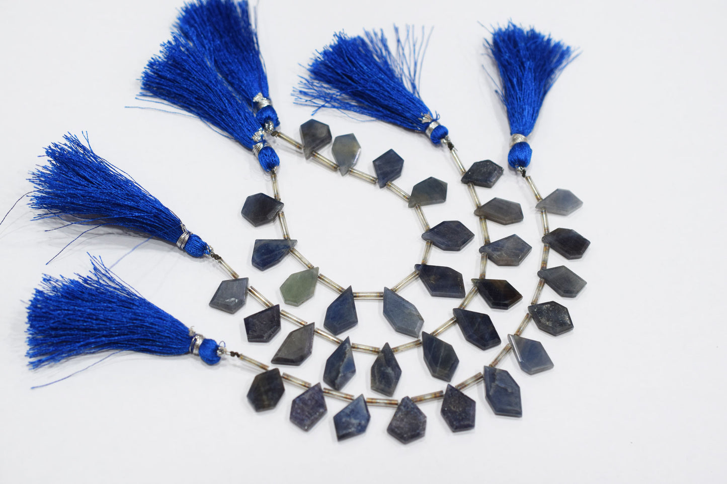11 Pieces Blue Sapphire Crown Cut Tablets Geometrical Shape Briolettes , Sold By Strand , 9x13-10x18 mm , 17841