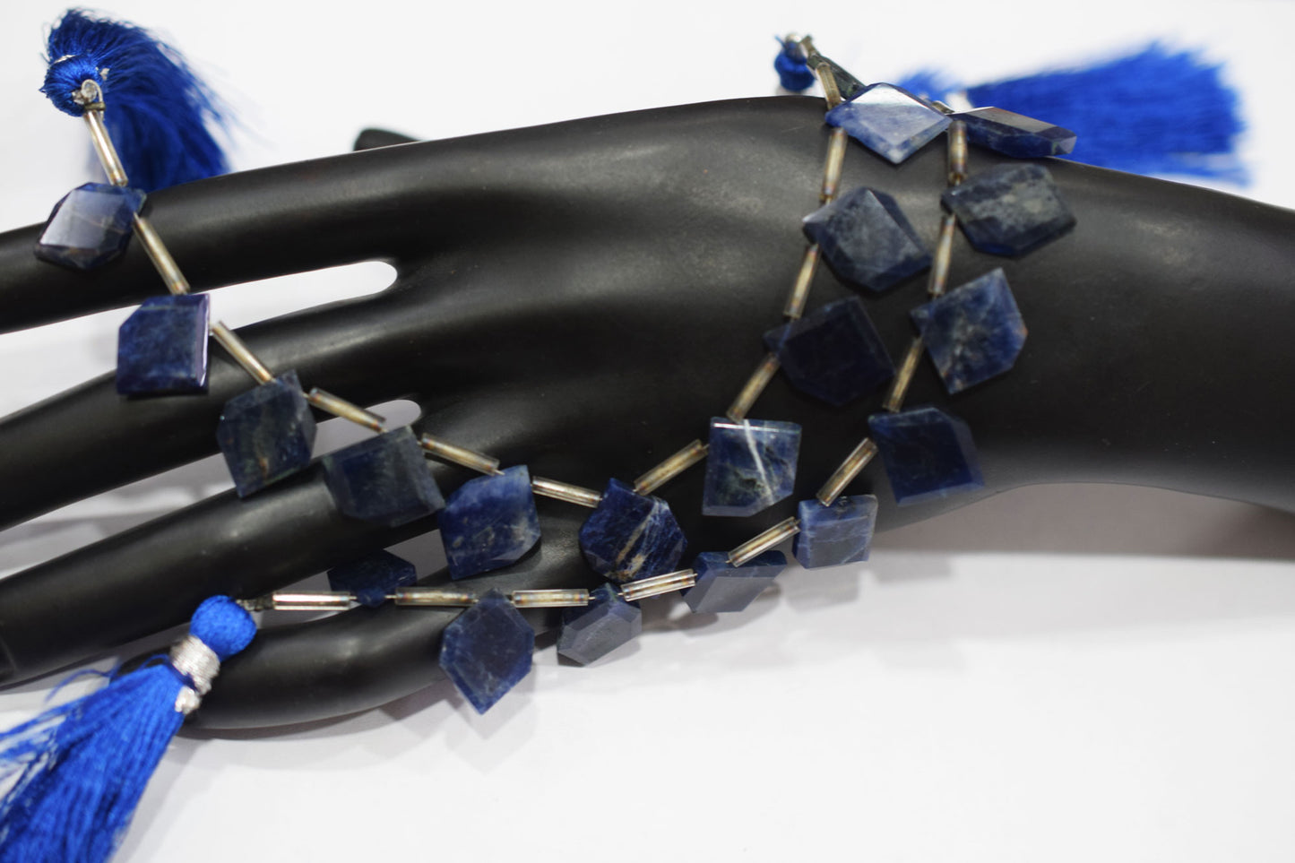 11 Pieces Natural Sodalite Crown Cut Tablets Geometrical Shape Briolettes , Sold By Strand , 10x14 - 12x17 mm , 17845