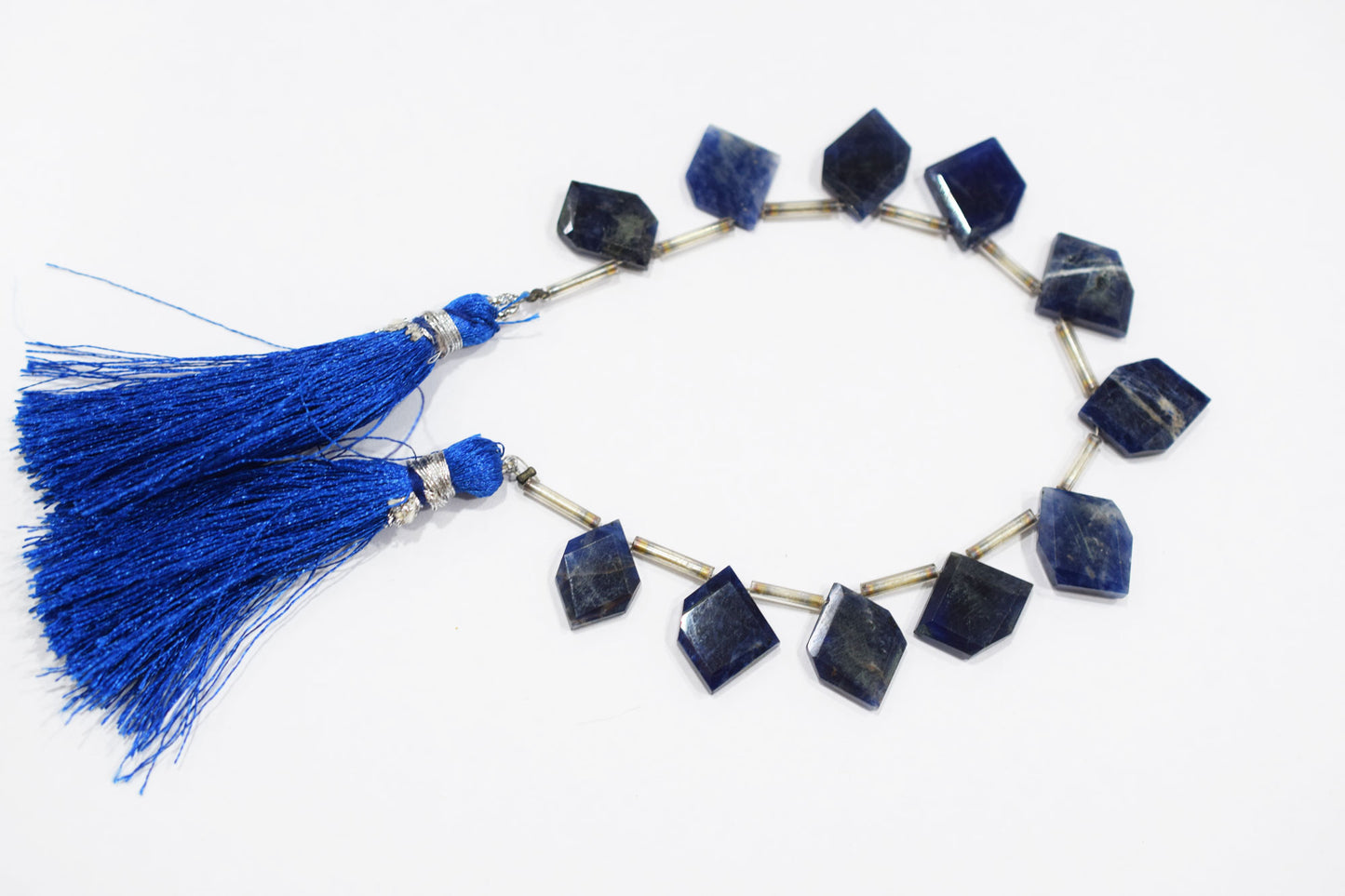 11 Pieces Natural Sodalite Crown Cut Tablets Geometrical Shape Briolettes , Sold By Strand , 10x14 - 12x17 mm , 17845