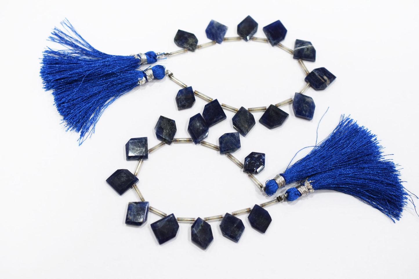 11 Pieces Natural Sodalite Crown Cut Tablets Geometrical Shape Briolettes , Sold By Strand , 10x14 - 12x17 mm , 17845