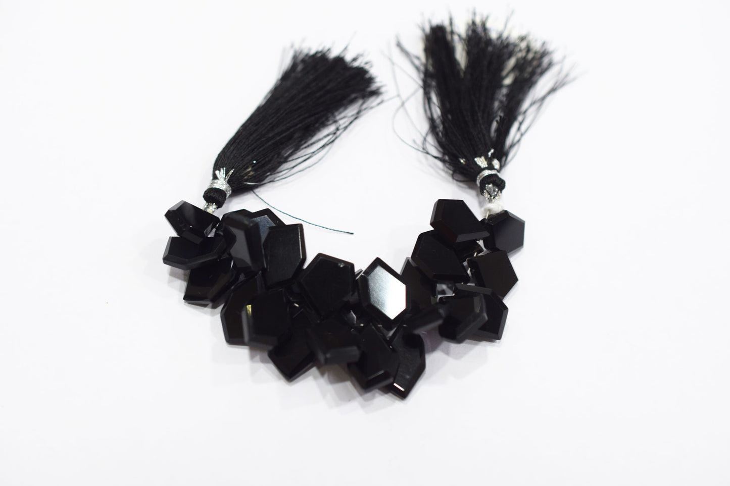 Black Onyx Crown Cut Tablets Geometrical Shape Briolettes , Sold By Strand , 10x12 - 13x18 mm , 7 Inches , 17846A