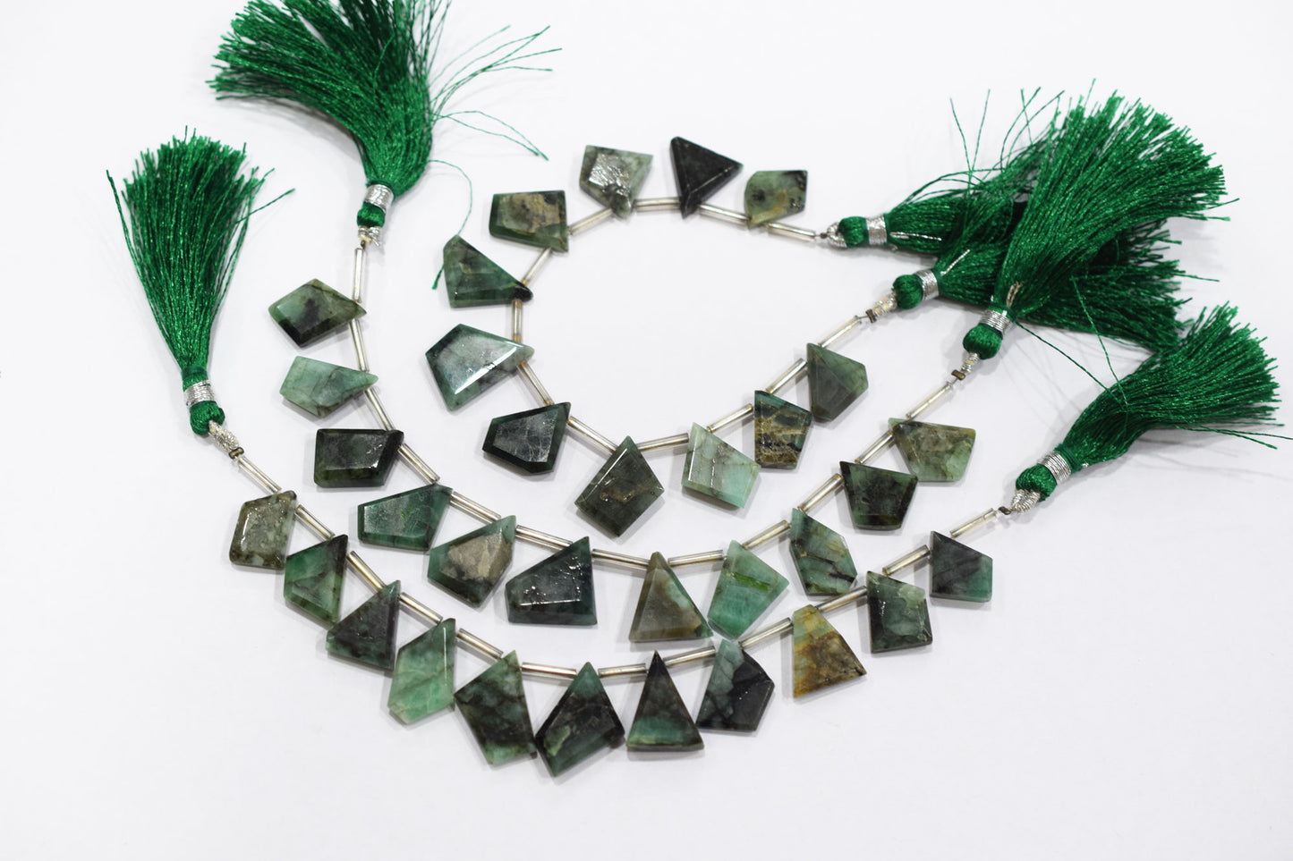 11 Pieces Sakota Emerald Crown Cut Tablets Geometrical Shape Briolettes , Sold By Strand , 10x17 - 14x20 mm , 17848