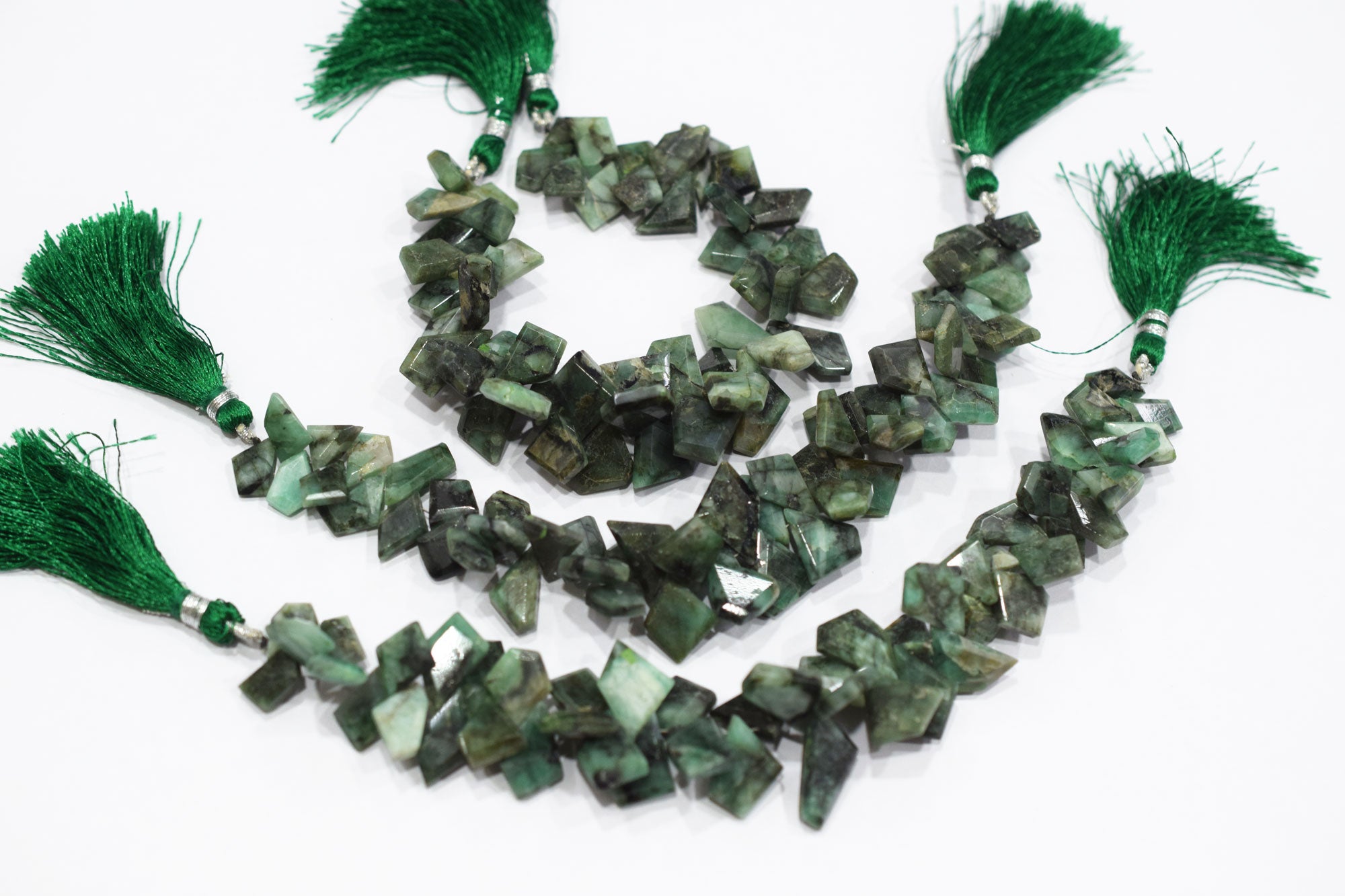 Sakota Emerald Crown Cut Tablets Geometrical Shape Briolettes , Sold By Strand , 8x12 - 13x17 mm , 7 Inches , 17849B