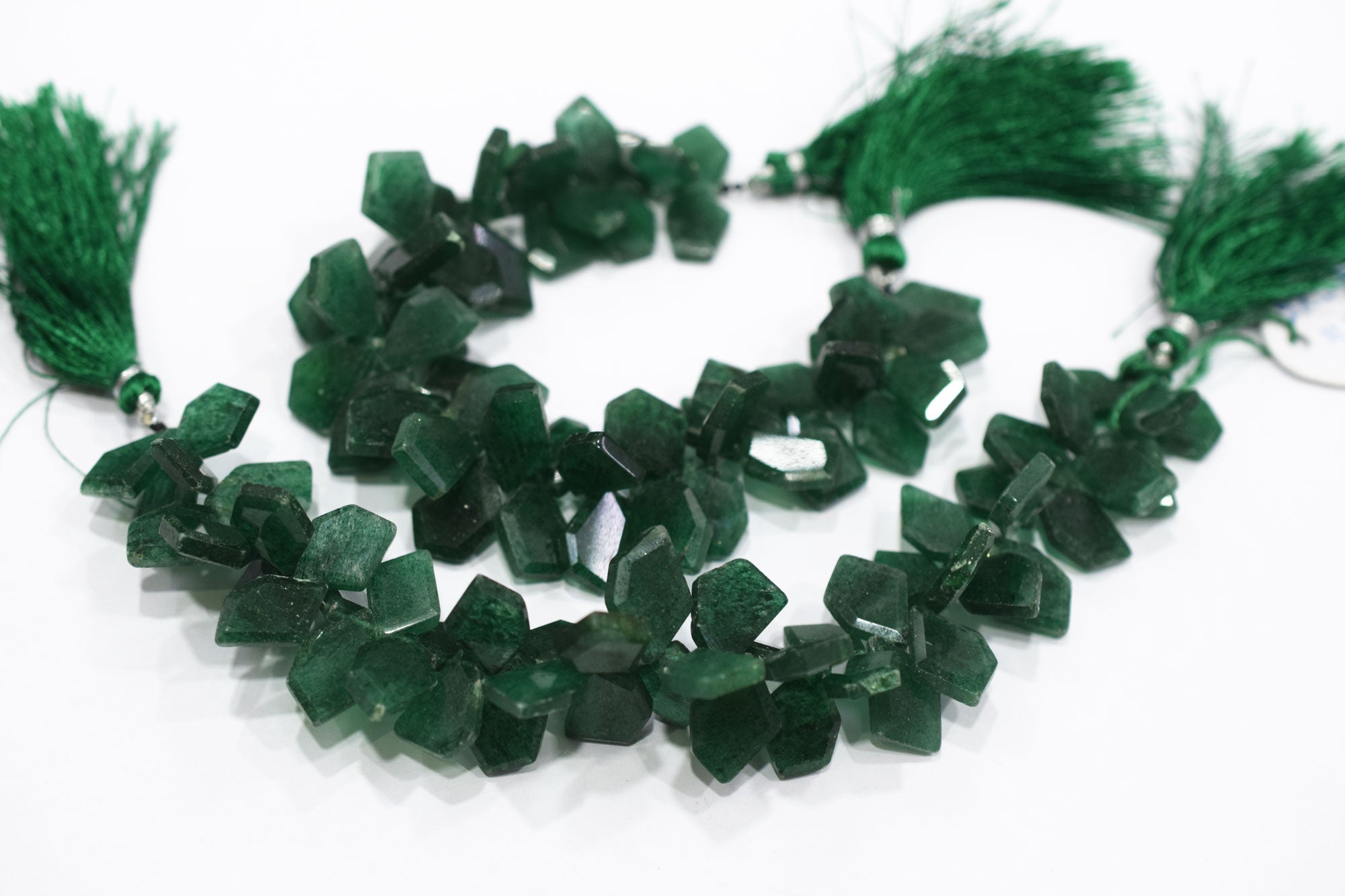 Green Aventurine Crown Cut Tablets  Geometrical Shape Briolettes , Sold By Strand , 9x13 - 11x16 mm , 7 Inches , 17851