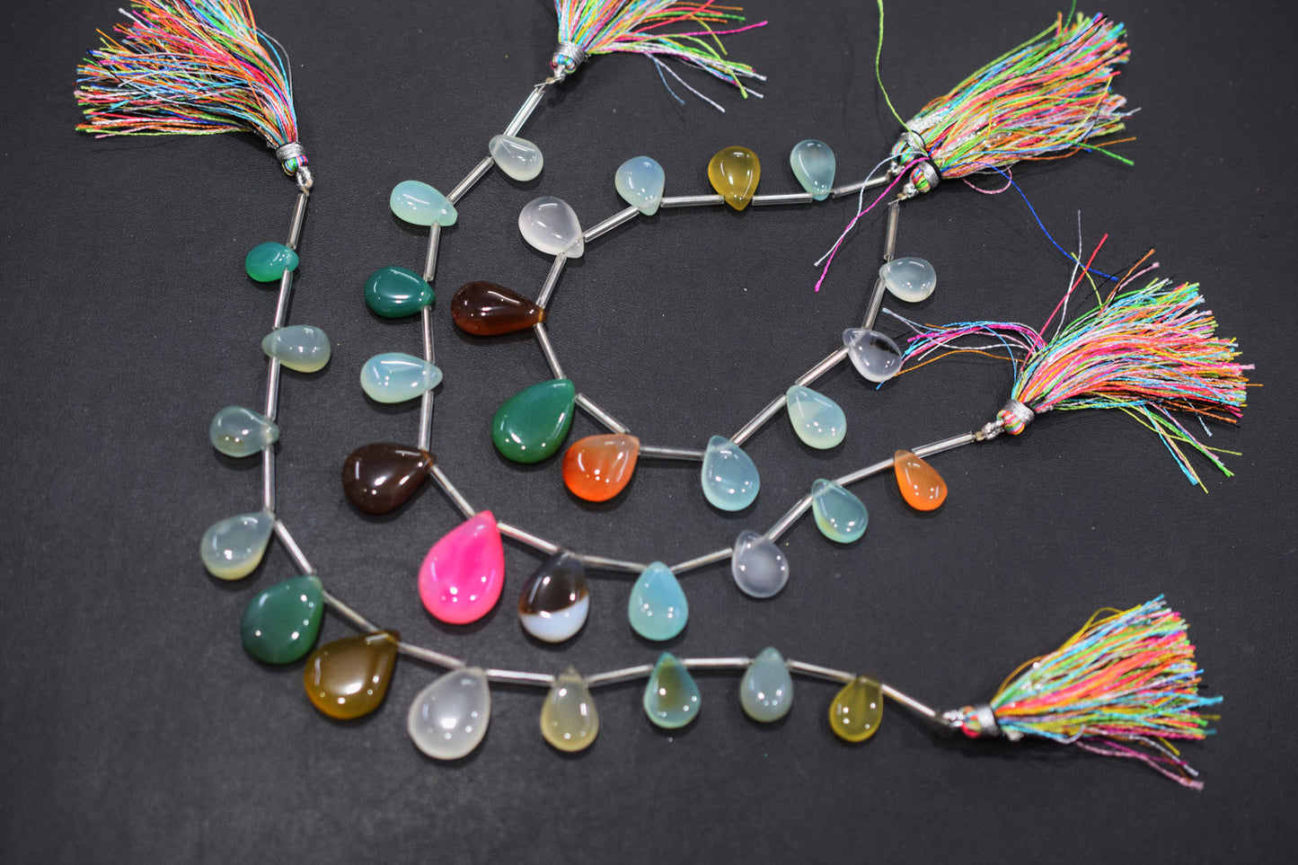 11 Pieces Multi Chalcedony Smooth Pear Shape Briolettes , Sold By Strand , 8x11 - 15x22 mm , 17883
