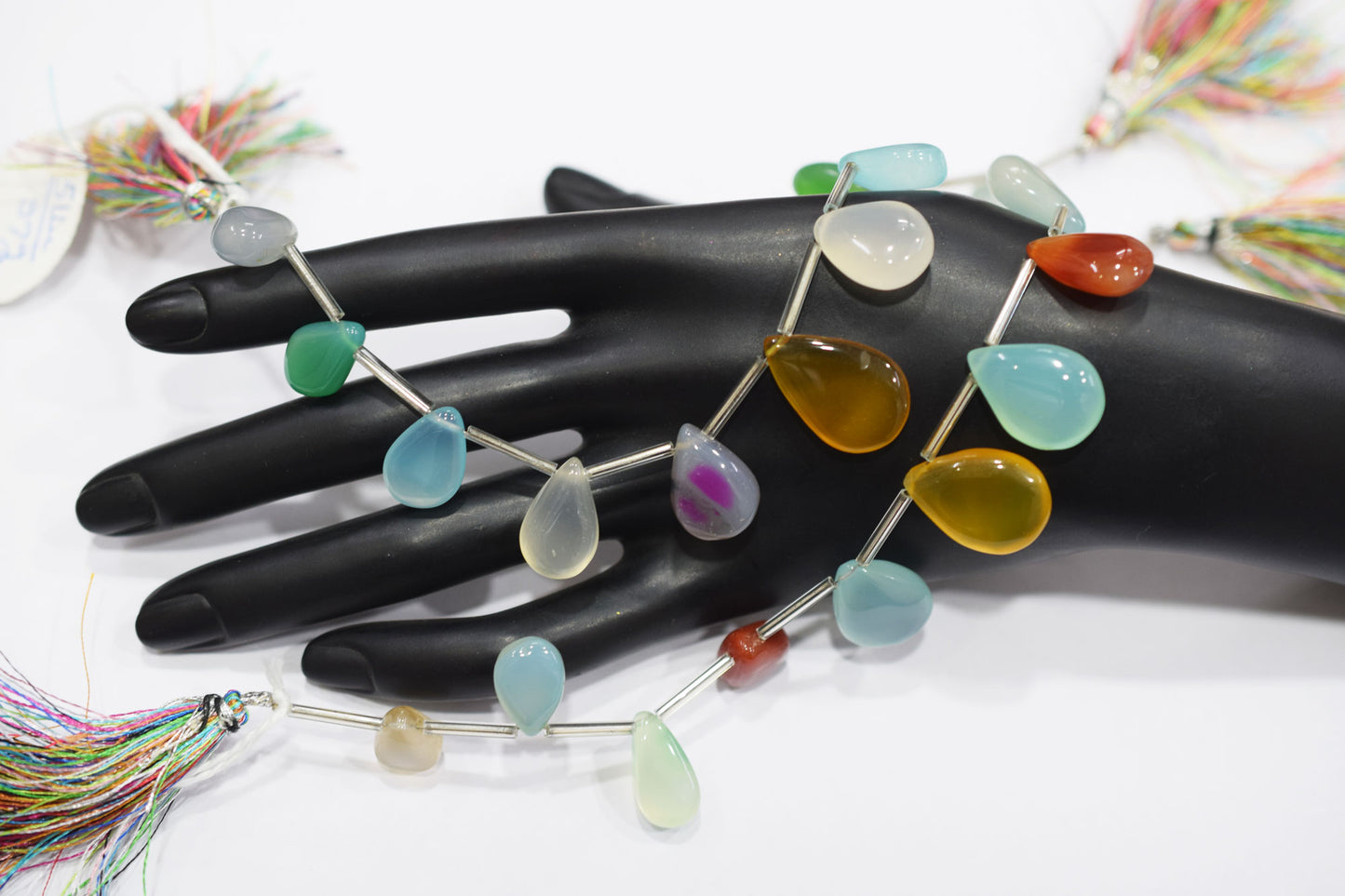 11 Pieces Multi Chalcedony Smooth Pear Shape Briolettes , Sold By Strand , 8x11 - 15x22 mm , 17883