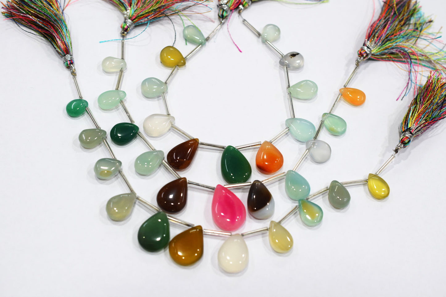 11 Pieces Multi Chalcedony Smooth Pear Shape Briolettes , Sold By Strand , 8x11 - 15x22 mm , 17883