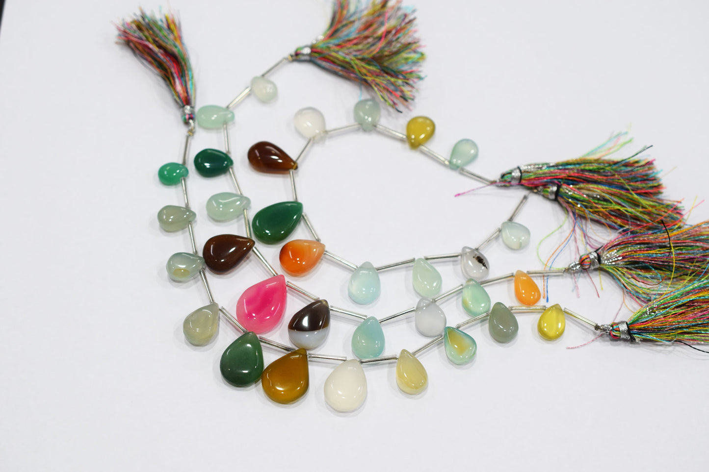 11 Pieces Multi Chalcedony Smooth Pear Shape Briolettes , Sold By Strand , 8x11 - 15x22 mm , 17883
