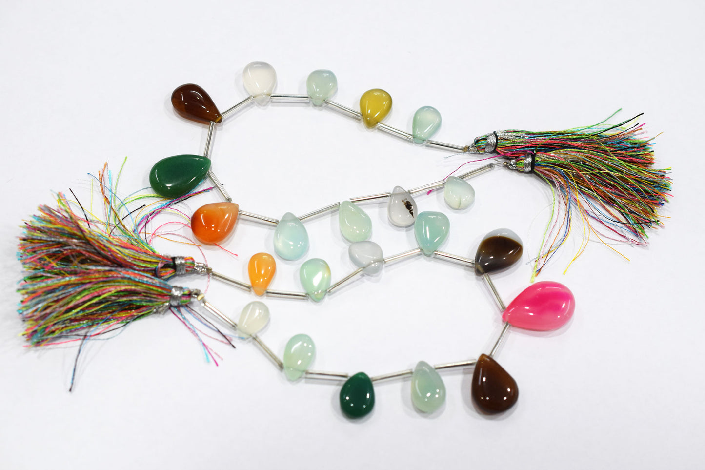 11 Pieces Multi Chalcedony Smooth Pear Shape Briolettes , Sold By Strand , 8x11 - 15x22 mm , 17883