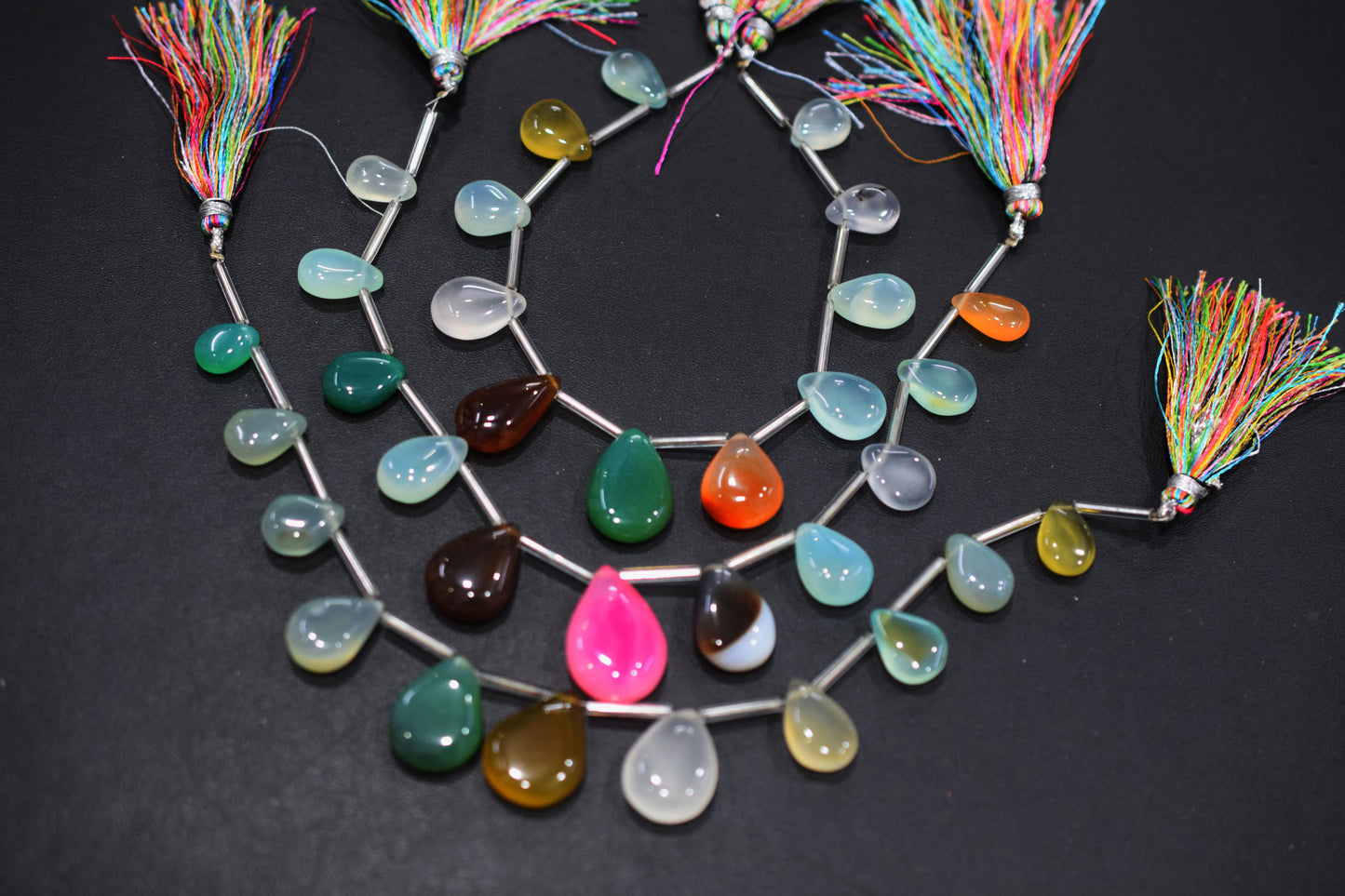 11 Pieces Multi Chalcedony Smooth Pear Shape Briolettes , Sold By Strand , 8x11 - 15x22 mm , 17883