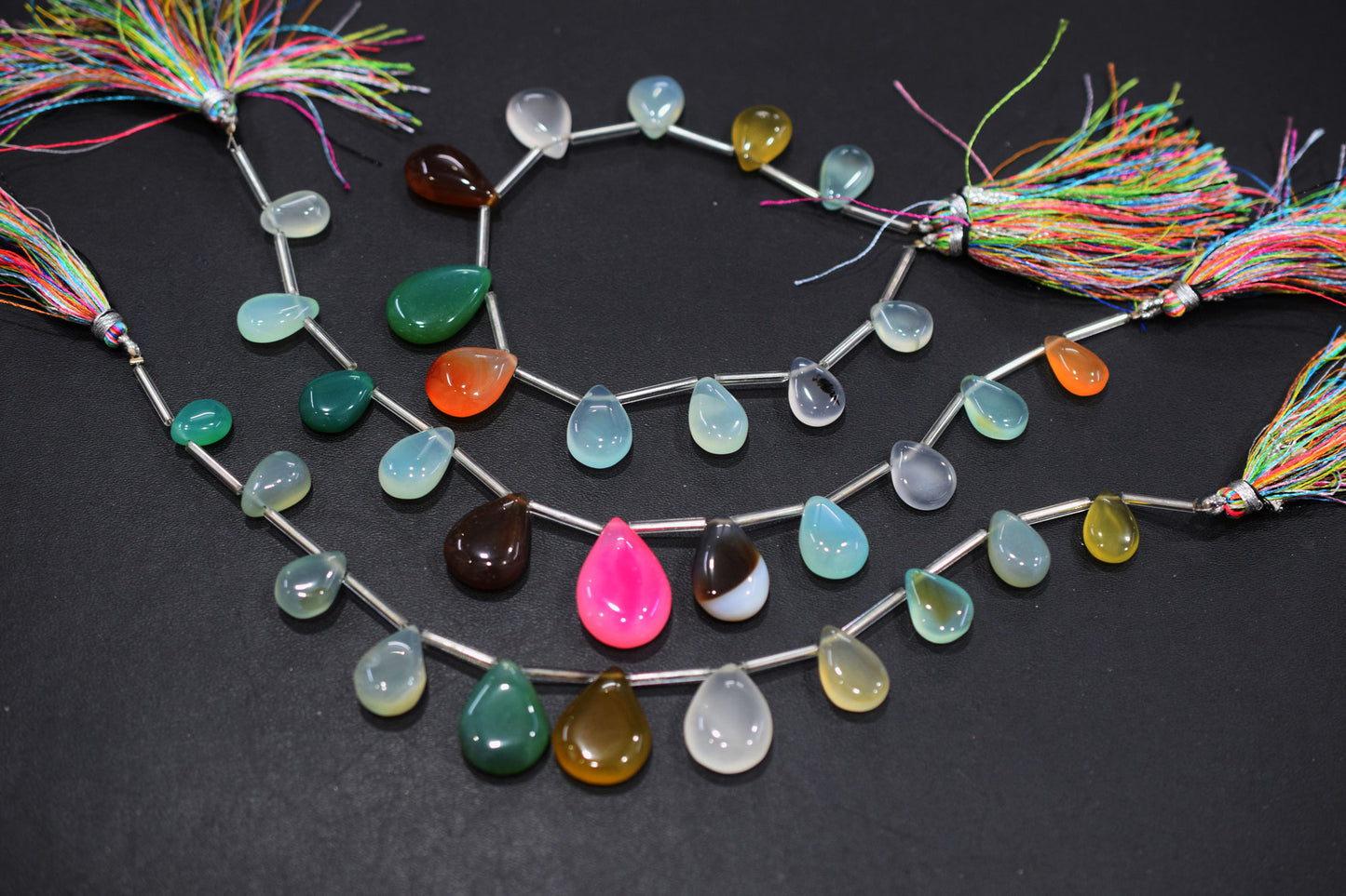 11 Pieces Multi Chalcedony Smooth Pear Shape Briolettes , Sold By Strand , 8x11 - 15x22 mm , 17883