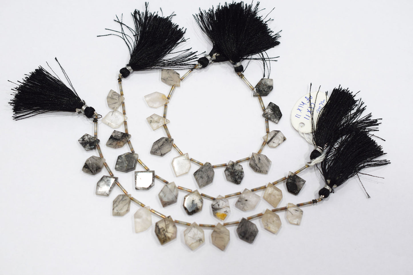 11 Pieces Natural Black Rutile Tablet Cut Geometrical Cut Gemstone , Sold By Strand , 11x14 - 11x17 mm , 17885