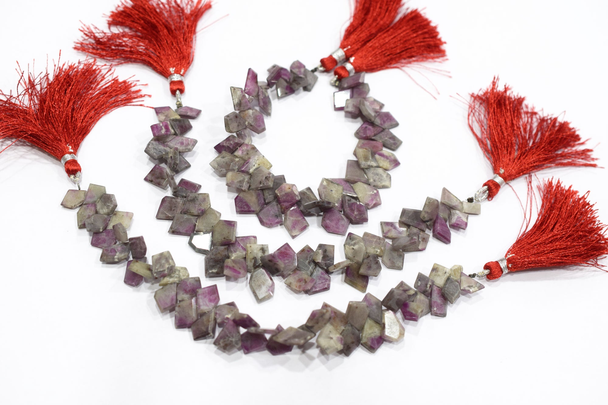 Natural Ruby Rocks Tablet Cut Geometrical Cut Gemstone , Sold By Strand , 6x9 - 10x13 mm , 7 Inches , 17887