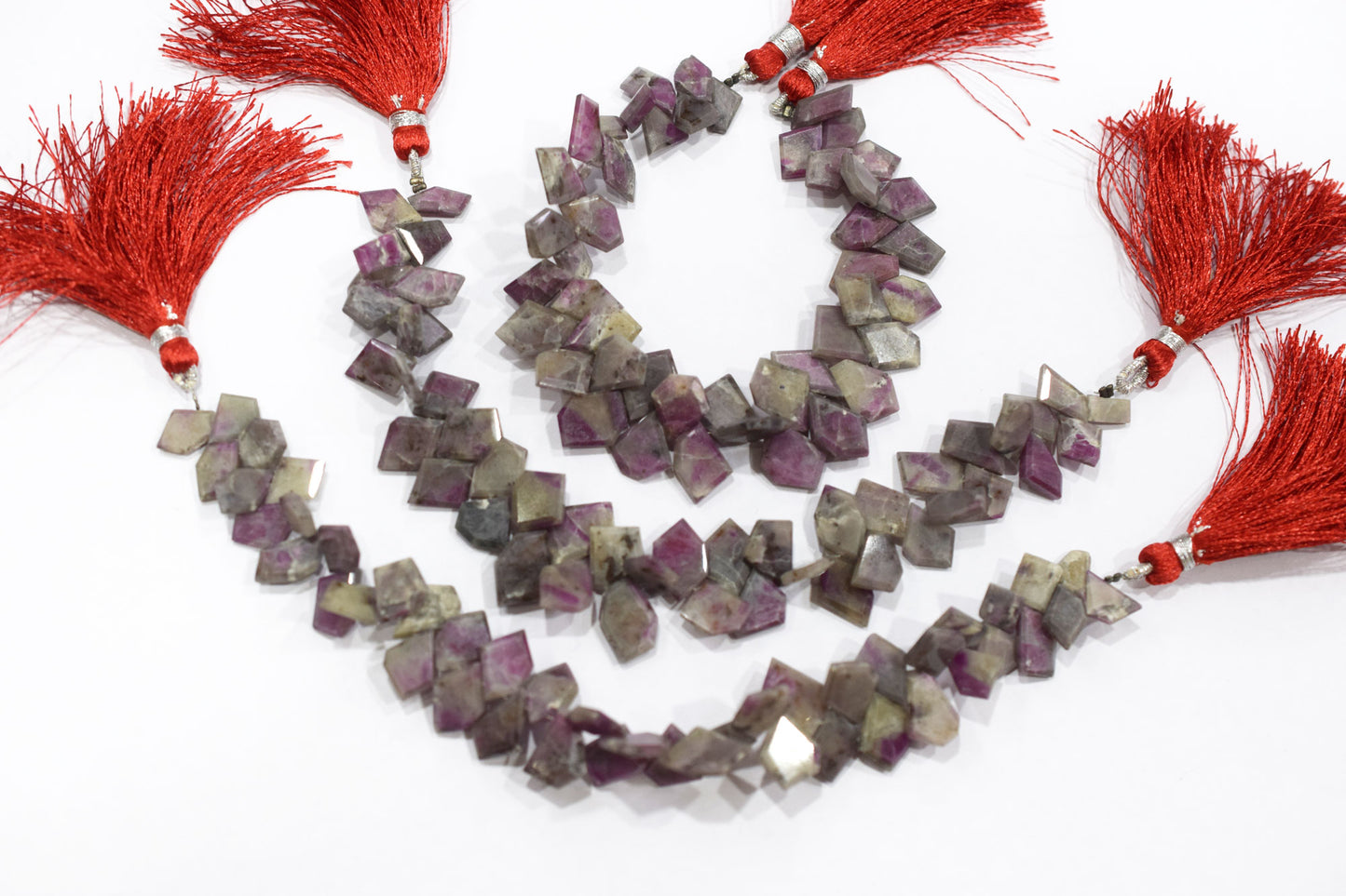Natural Ruby Rocks Tablet Cut Geometrical Cut Gemstone , Sold By Strand , 6x9 - 10x13 mm , 7 Inches , 17887