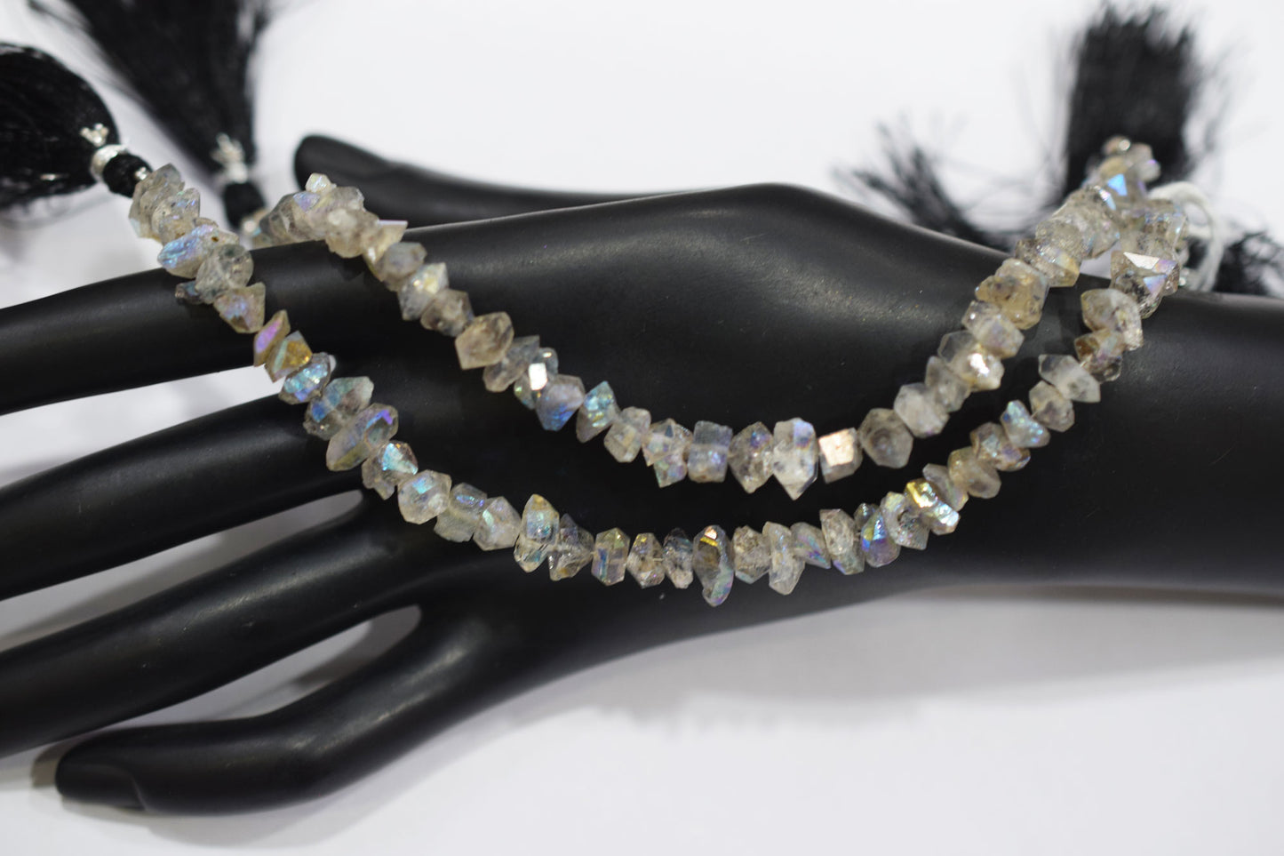 Rustic Metallic Coated Harkimar Faceted Nuggets Chips Beads , Sold By Strand , 5x7 - 6x10 mm , 7", 17898