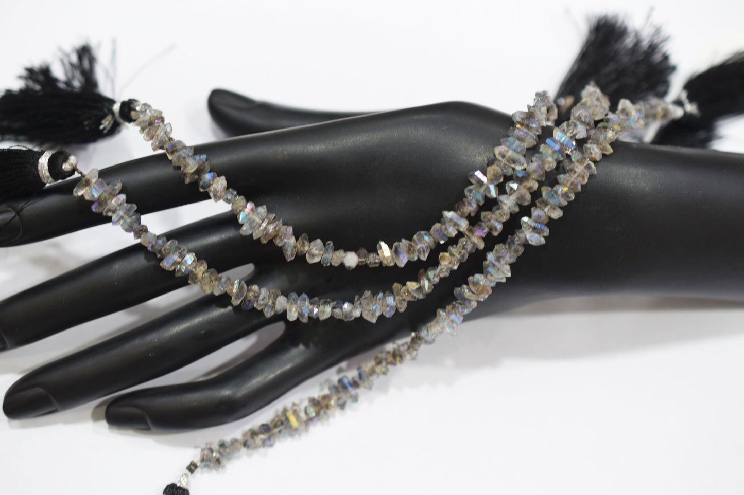 Rustic Metallic Coated Harkimar Faceted Nuggets Chips Beads , Sold By Strand ,3x5 - 4x8 mm , 7", 17899