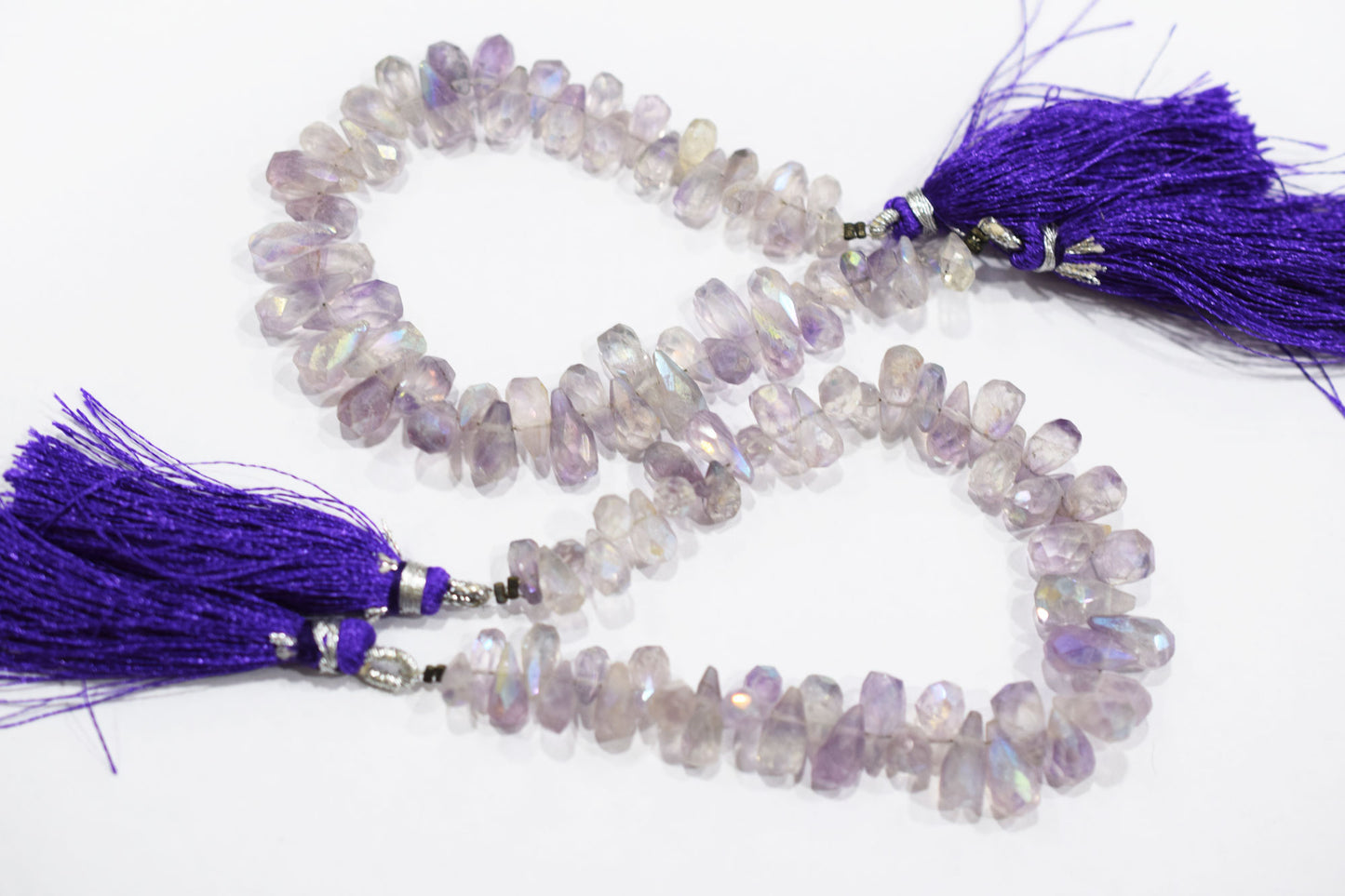 Rustic Metallic Coated Pink Amethyst Faceted Tear Drops Shape Briolettes , Sold By Strand , 4x6 - 6x12 mm , 7" , 17903B