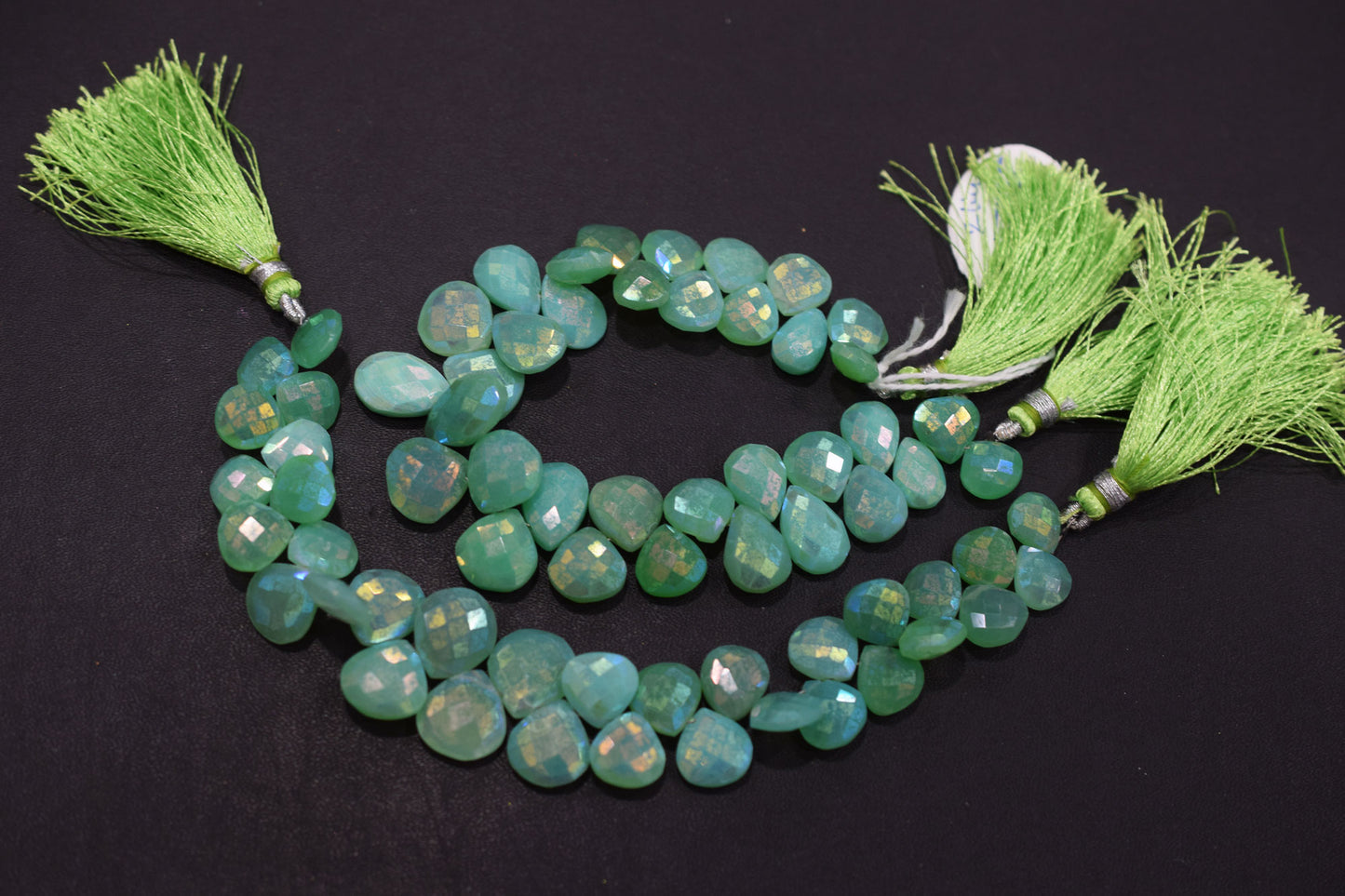 Rustic Metallic Coated Chrysoprase Chalcedony Mix Shape Faceted Briolettes , Sold By Strand , 11x11 - 14x14 mm , 7" , 17905