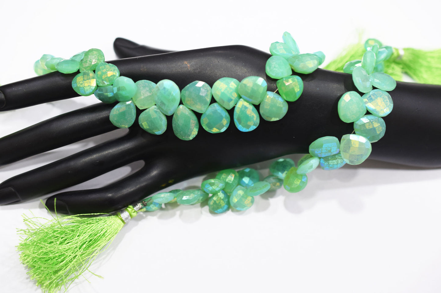 Rustic Metallic Coated Chrysoprase Chalcedony Mix Shape Faceted Briolettes , Sold By Strand , 11x11 - 14x14 mm , 7" , 17905