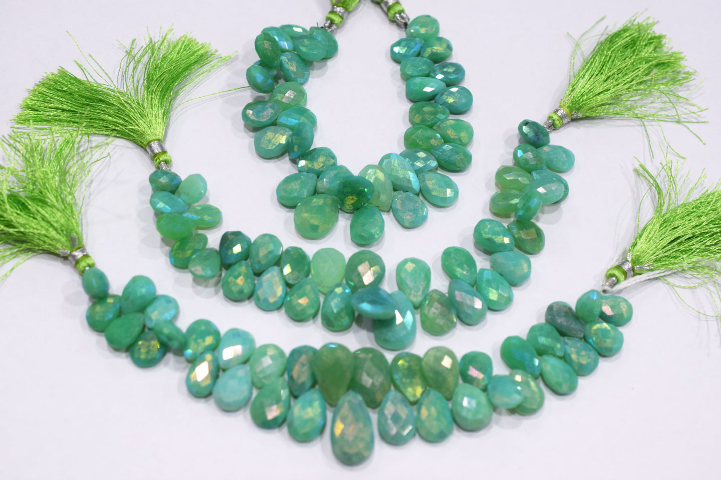Rustic Metallic Coated Chrysoprase Chalcedony Pear Shape Faceted Briolettes , Sold By Strand , 8x11 - 13x18 mm , 7" , 17906