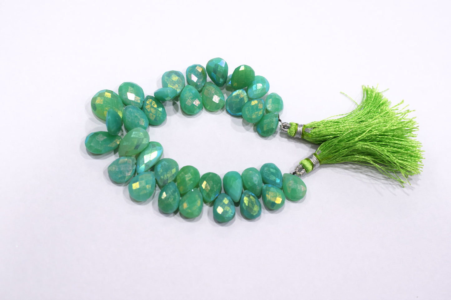 Rustic Metallic Coated Chrysoprase Chalcedony Pear Shape Faceted Briolettes , Sold By Strand , 8x11 - 13x18 mm , 7" , 17906