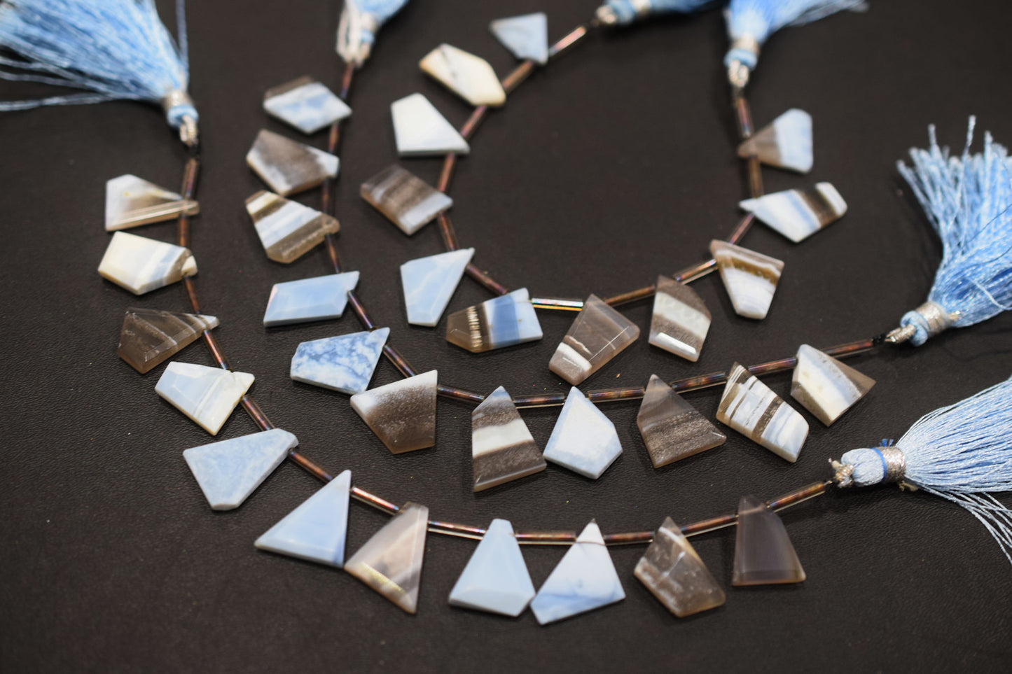 11 Pieces In A Strand Natural Boulder Opal Crown Cut Geometrical Cut Gemstone , Sold By Strand , 11x13 - 15x22 mm , 17944