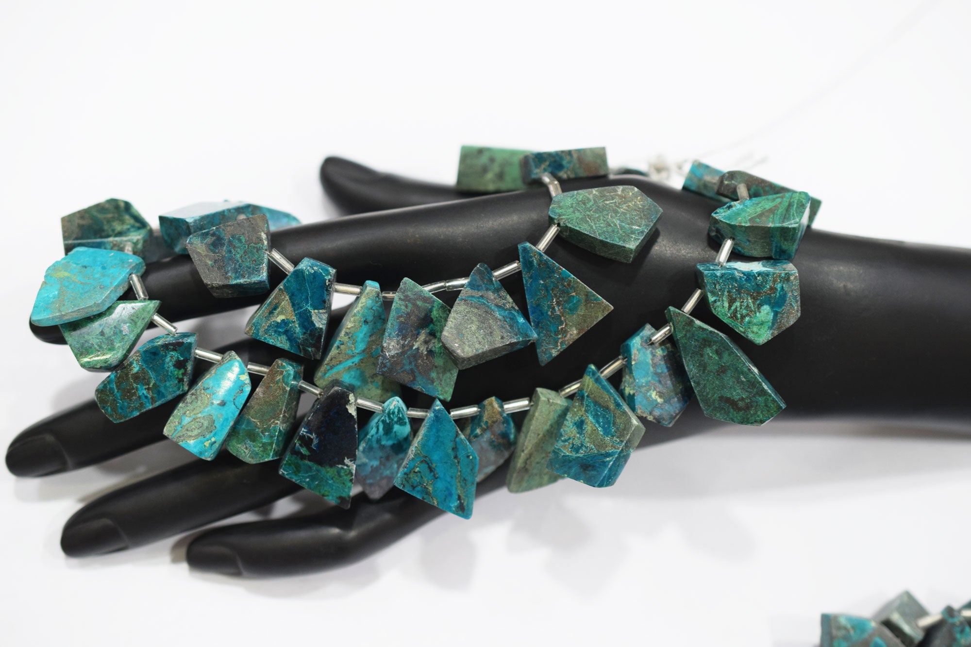 Chrysocolla Geometrical Cut Shape Nuggets Shape Briolettes , Sold By Strand , 12x16 - 21x22 mm , 13 Inches , 17952