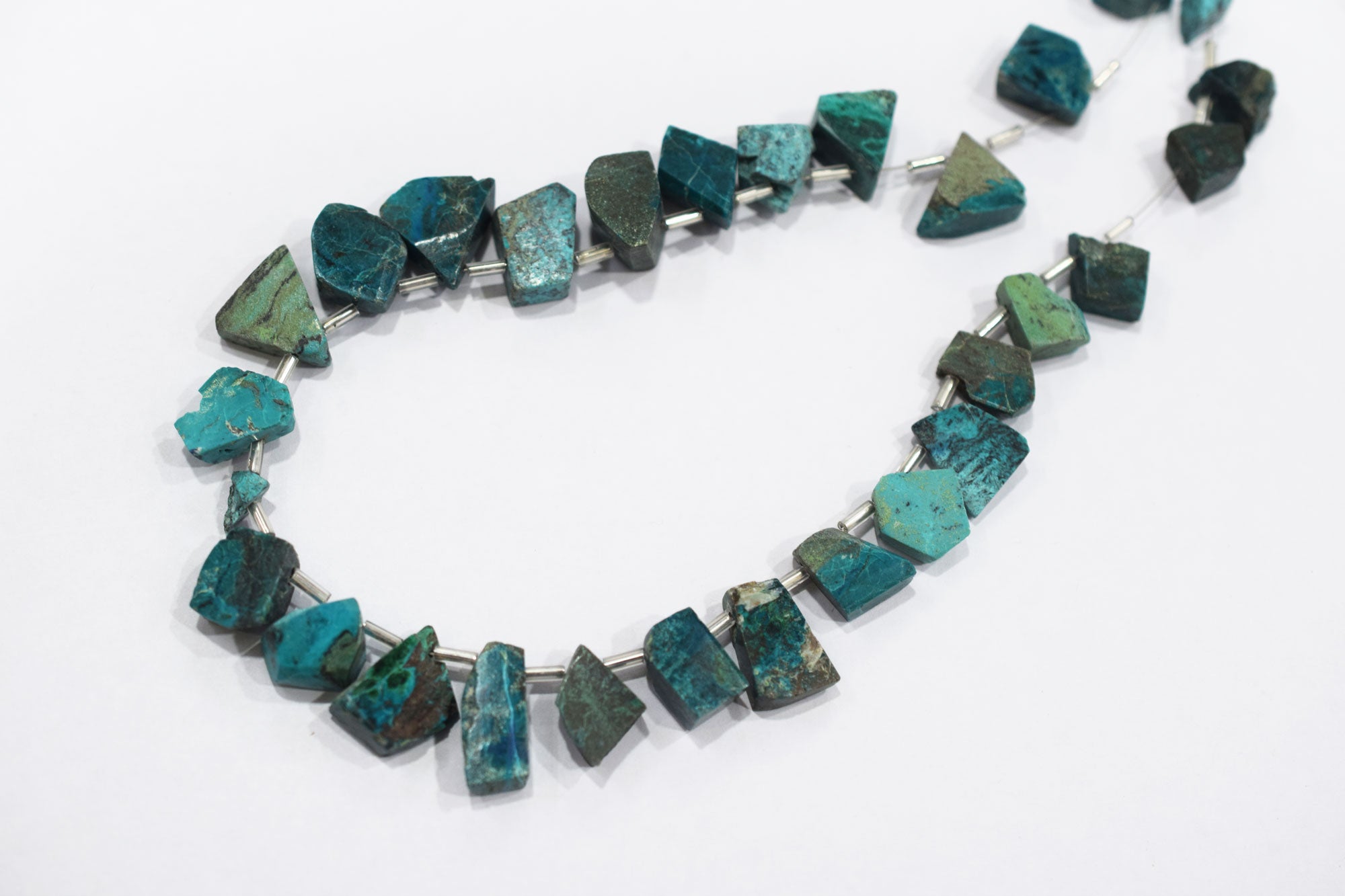 Chrysocolla Geometrical Cut Shape Nuggets Shape Briolettes , Sold By Strand , 9x12 - 11x15 mm , 12 Inches , 17955