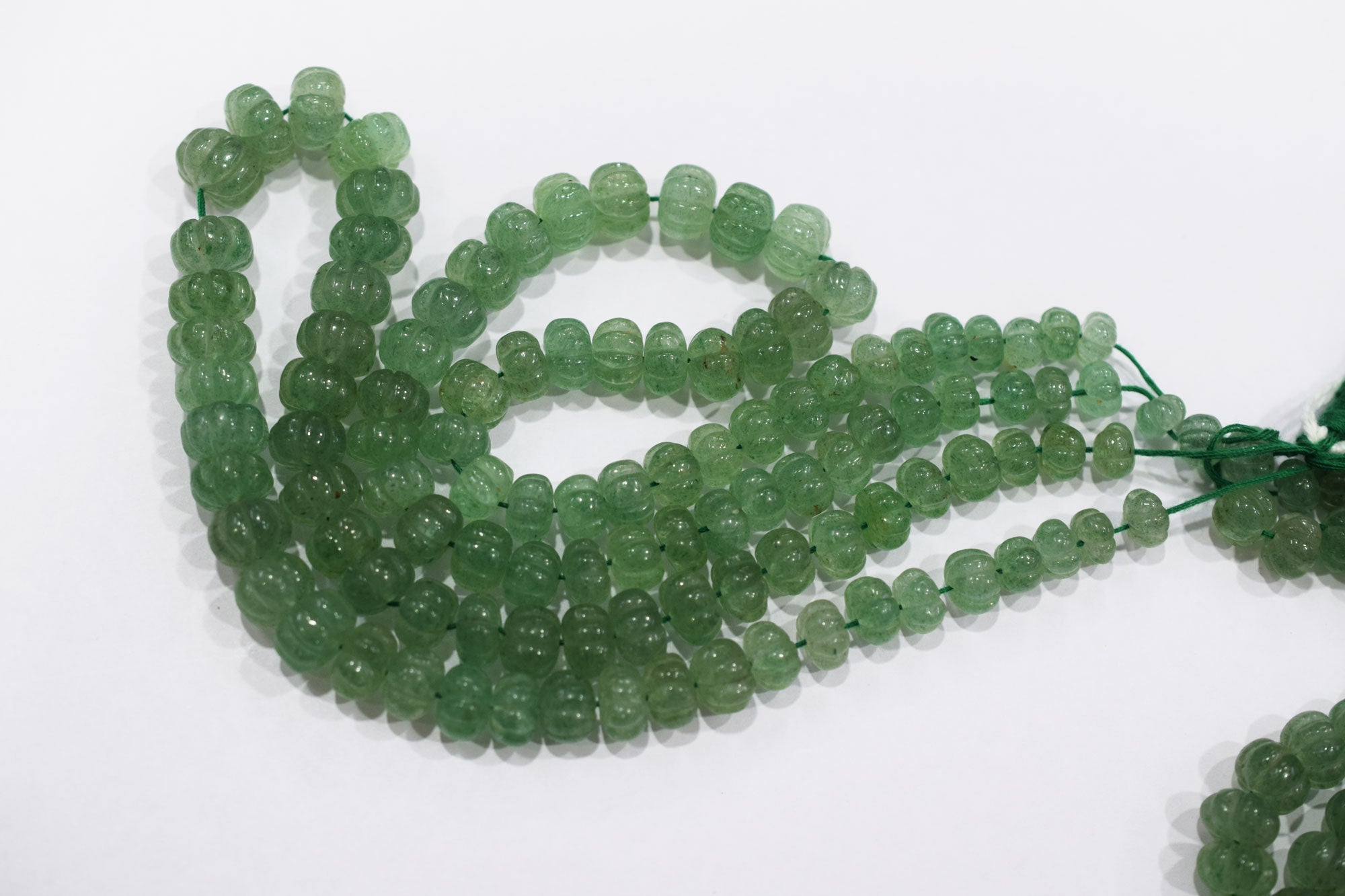 Green Strawberry Quartz Carved Melon Shape Beads , Sold By Strand , 7 - 13 mm, 14 Inches ,  17957