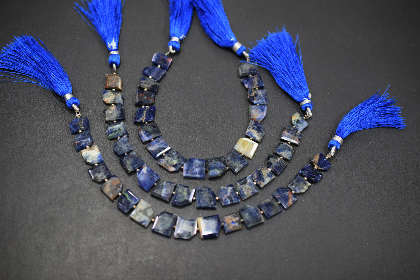 Natural Sodalite Crown Cut Tablets Gemstone , Sold By Strand , 8x10 - 11x12 mm , 7" , 18143