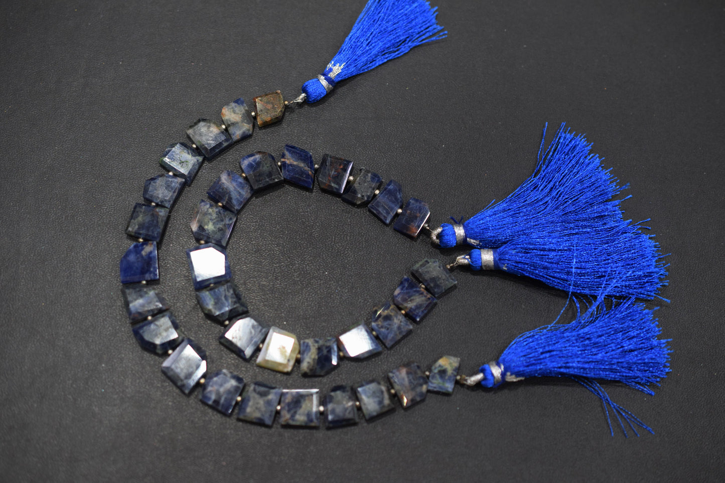 Natural Sodalite Crown Cut Tablets Gemstone , Sold By Strand , 8x10 - 11x12 mm , 7" , 18143