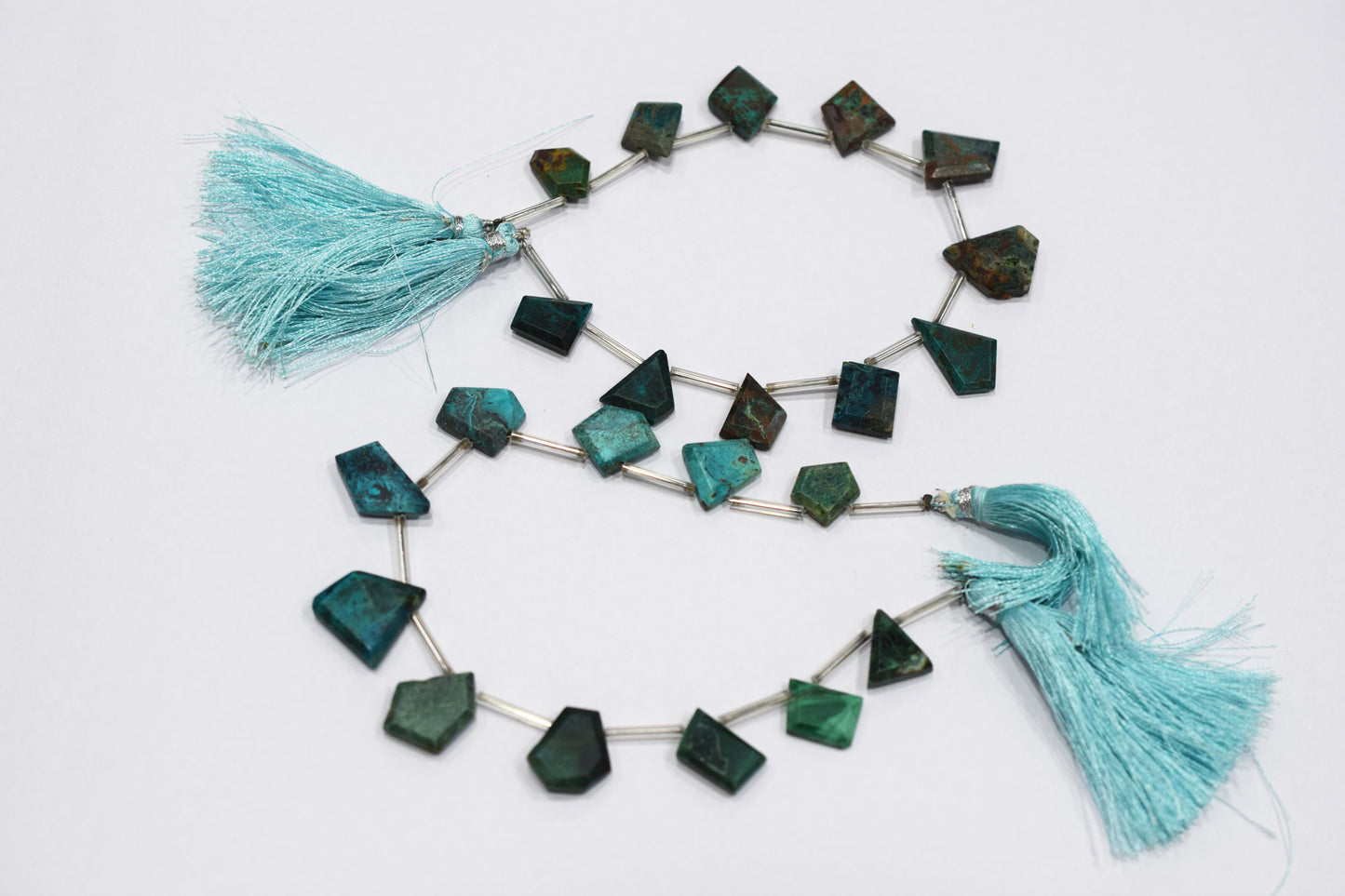11 Pcs In A Strand Chrysocolla Crown Cut Tablets Beads , Sold By Strand , 12x14 - 13x17 mm , 18146