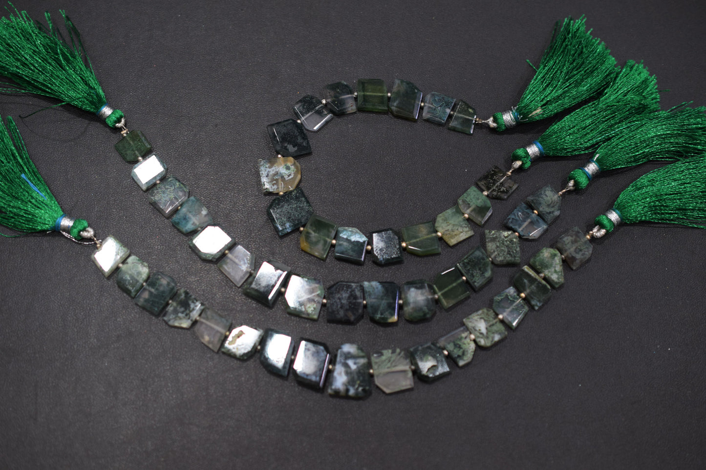 Green Ocean Fossil Jasper Crown Cut Tablets Gemstone , Sold By Strand , 7x10 - 12x16 mm , 7", 18155
