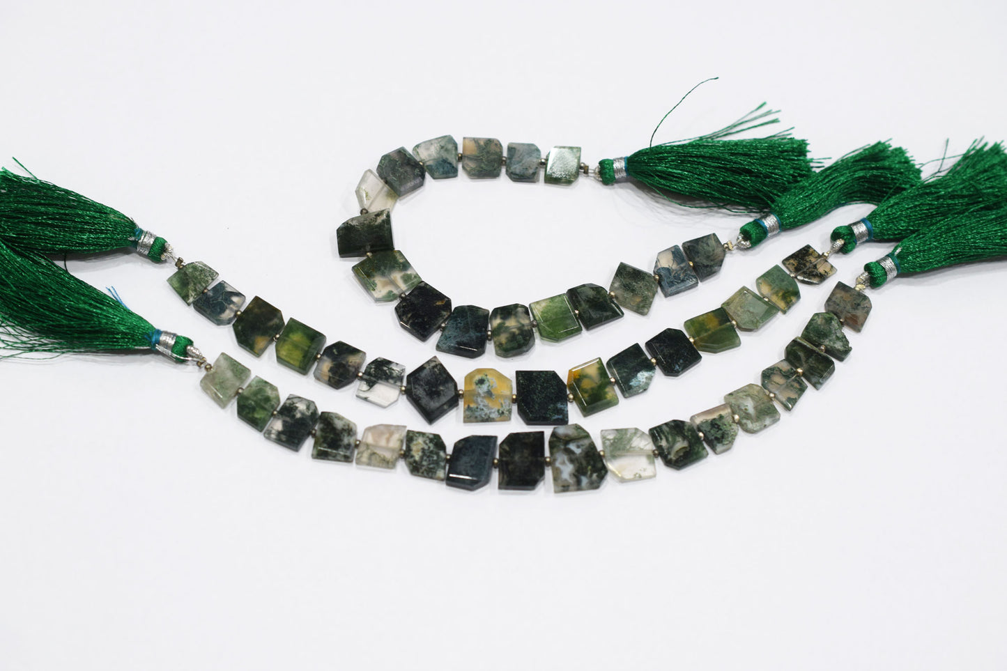 Green Ocean Fossil Jasper Crown Cut Tablets Gemstone , Sold By Strand , 7x10 - 12x16 mm , 7", 18155