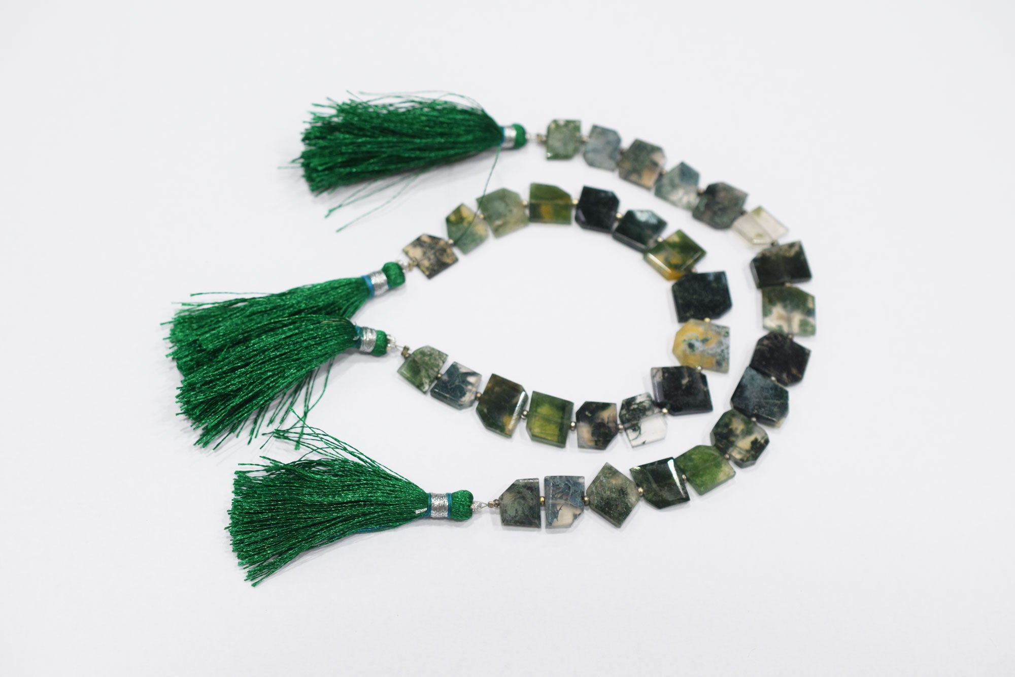 Green Ocean Fossil Jasper Crown Cut Tablets Gemstone , Sold By Strand , 7x10 - 12x16 mm , 7", 18155