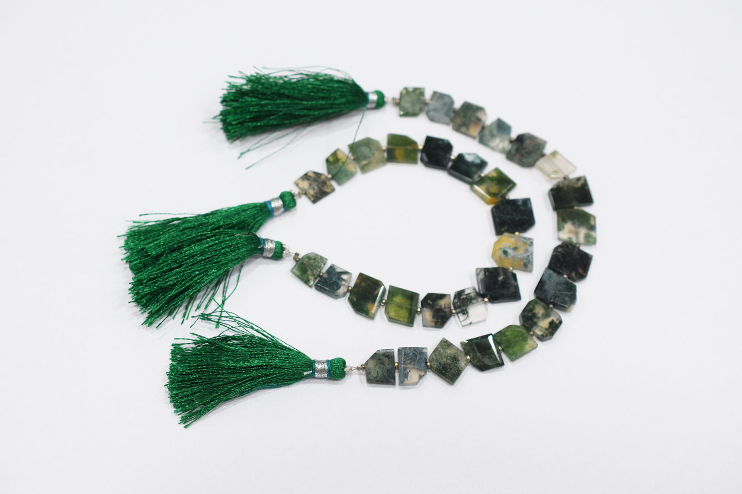 Green Ocean Fossil Jasper Crown Cut Tablets Gemstone , Sold By Strand , 7x10 - 12x16 mm , 7", 18155