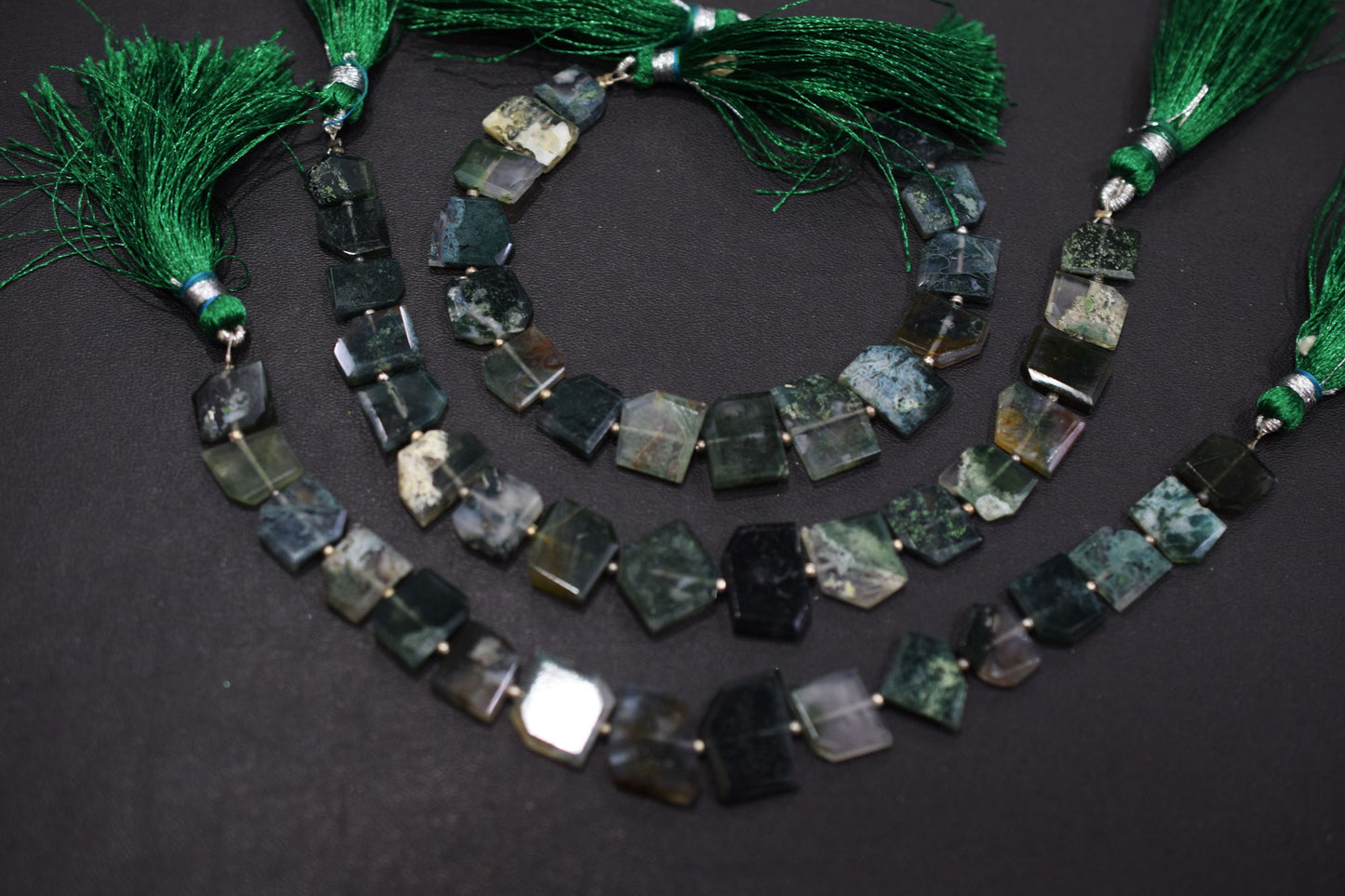 Green Ocean Fossil Jasper Crown Cut Tablets Gemstone , Sold By Strand , 7x10 - 12x15 mm , 7", 18156