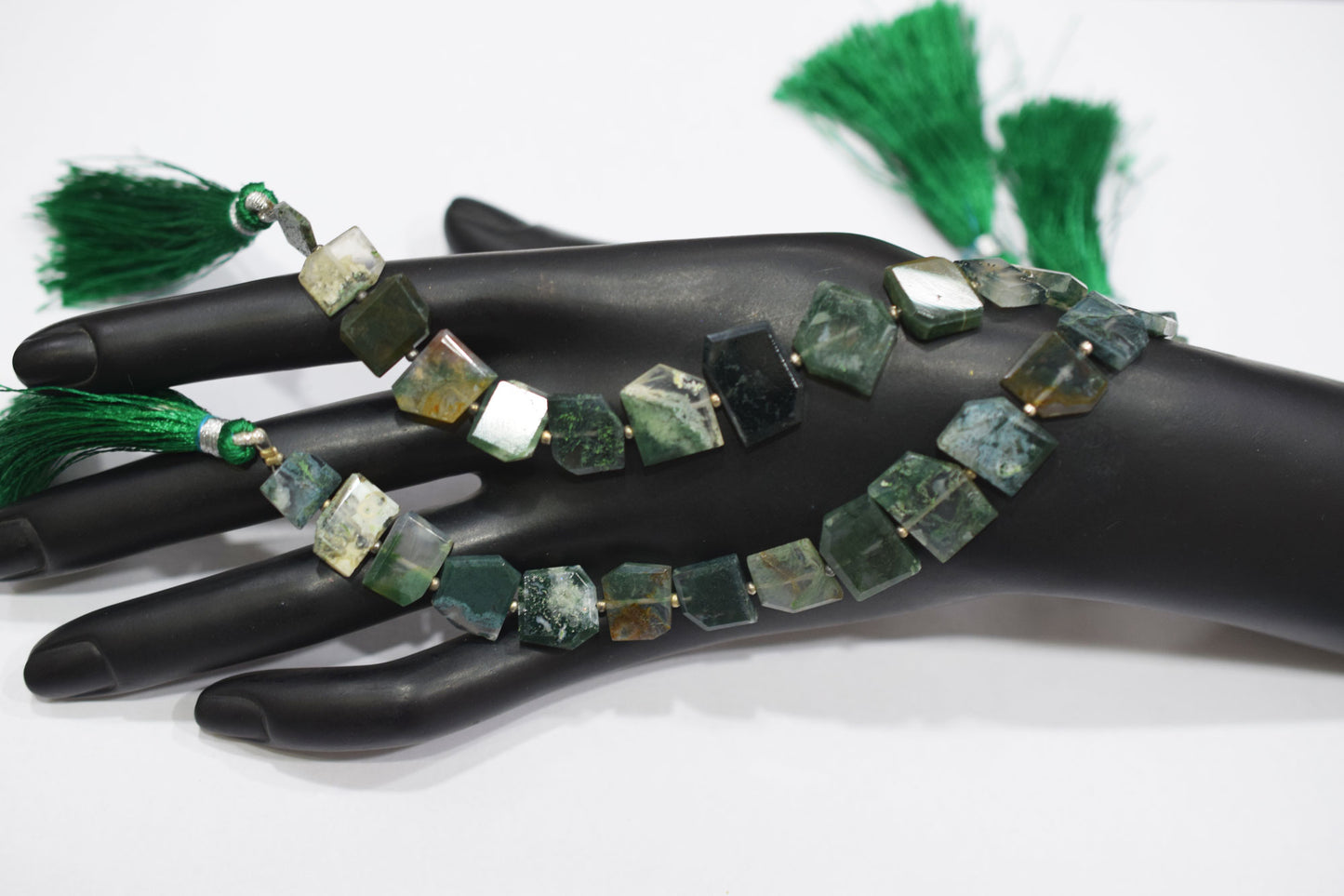 Green Ocean Fossil Jasper Crown Cut Tablets Gemstone , Sold By Strand , 7x10 - 12x15 mm , 7", 18156