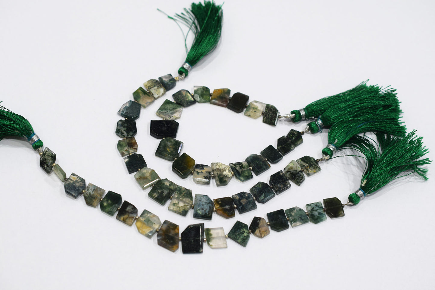 Green Ocean Fossil Jasper Crown Cut Tablets Gemstone , Sold By Strand , 7x10 - 12x15 mm , 7", 18156