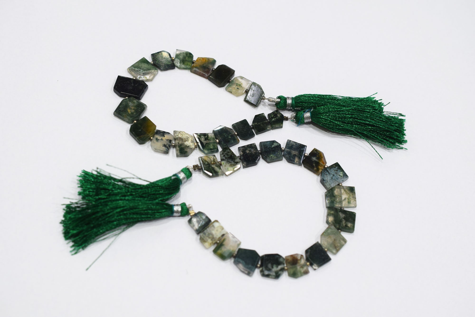 Green Ocean Fossil Jasper Crown Cut Tablets Gemstone , Sold By Strand , 7x10 - 12x15 mm , 7", 18156