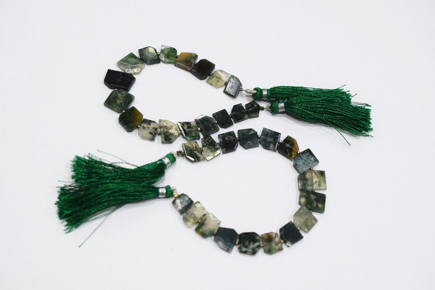 Green Ocean Fossil Jasper Crown Cut Tablets Gemstone , Sold By Strand , 7x10 - 12x15 mm , 7", 18156