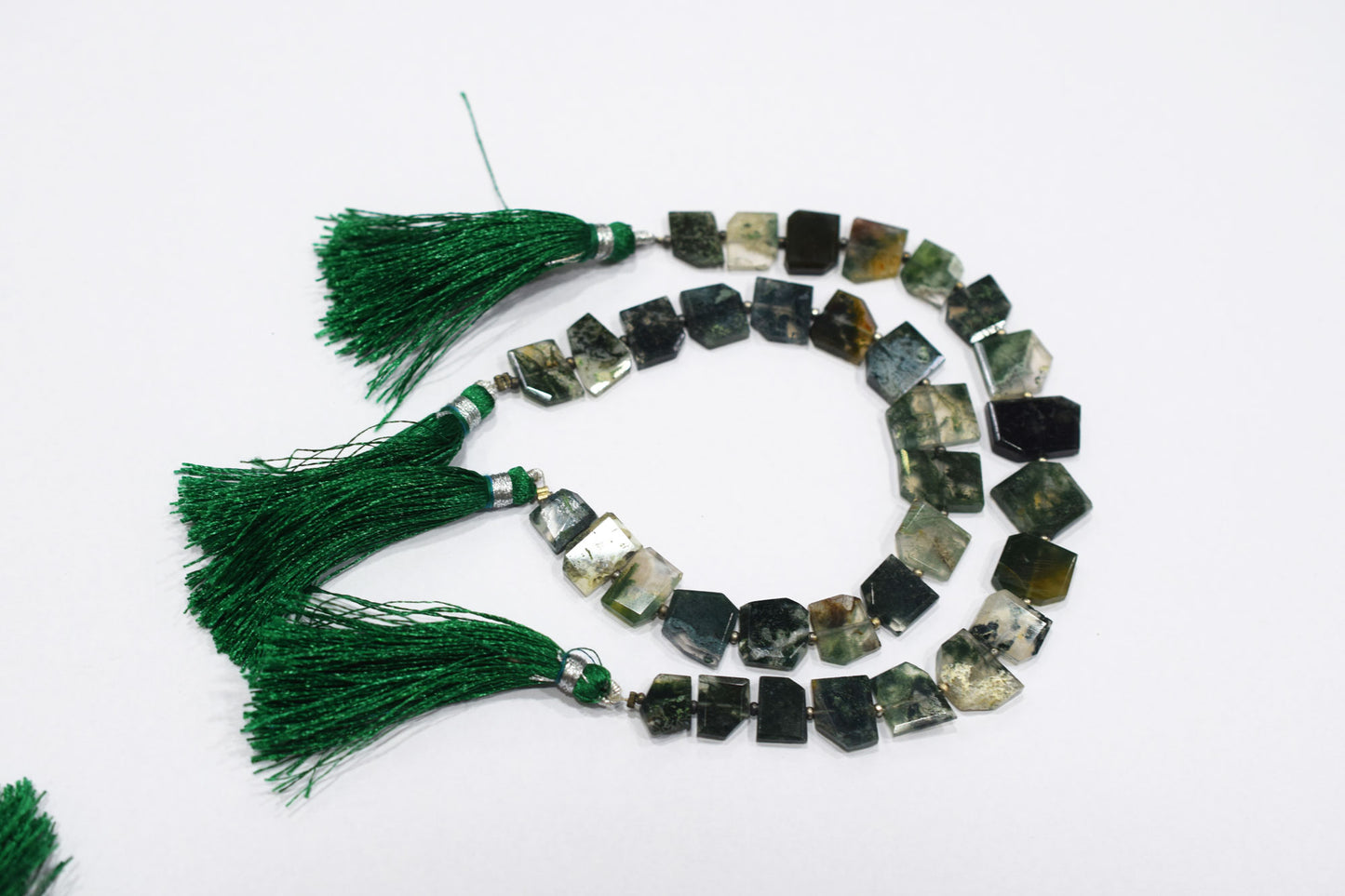 Green Ocean Fossil Jasper Crown Cut Tablets Gemstone , Sold By Strand , 7x10 - 12x15 mm , 7", 18156