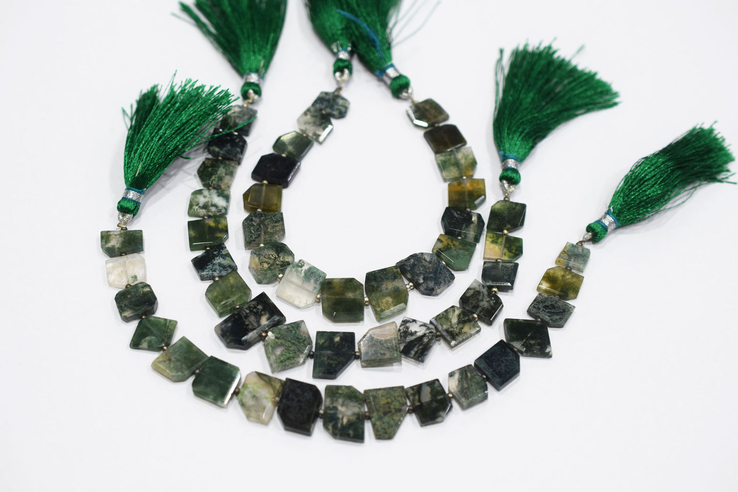 Green Ocean Fossil Jasper Crown Cut Tablets Gemstone , Sold By Strand , 7x10 - 12x17 mm , 7", 18157