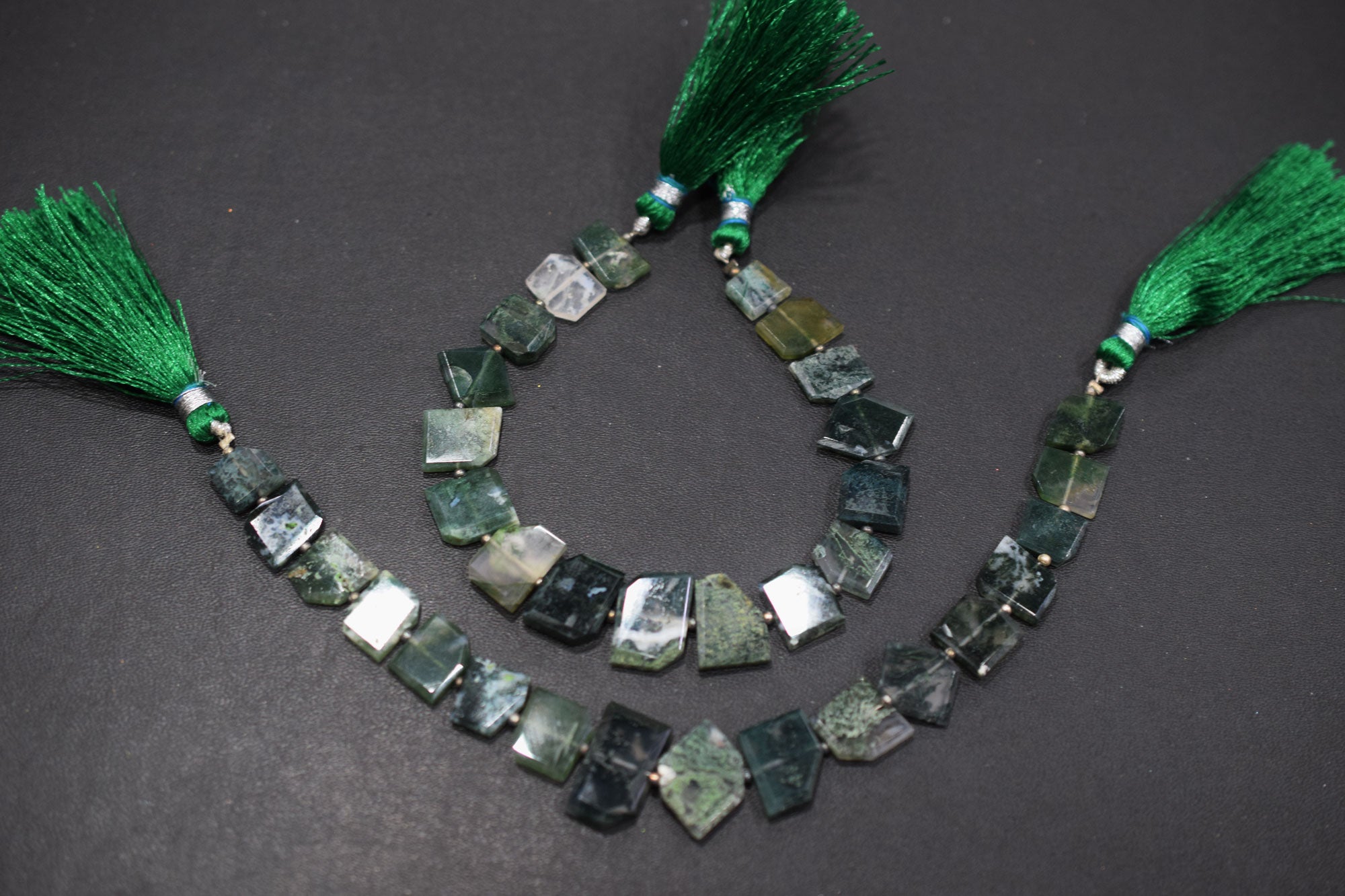 Green Ocean Fossil Jasper Crown Cut Tablets Gemstone , Sold By Strand , 7x10 - 12x17 mm , 7", 18157