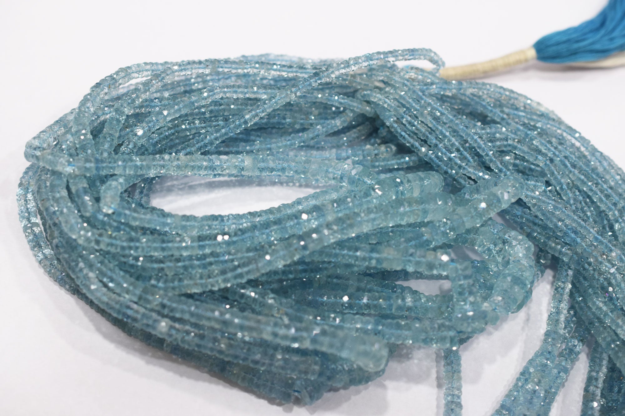 Natural Aquamarine Tyre Shape Beads , Aquamarine Faceted Beads , Sold By Strand , 3.50 - 9 mm , 18 Inches , 18336