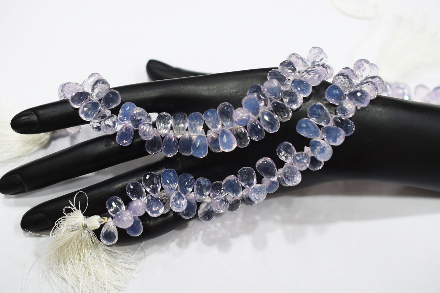 Natural Lavender Quartz Tear Drops Shape Briolettes , Sold By Strand , 7x11 - 7.5x12 mm , 9 Inches , 18342