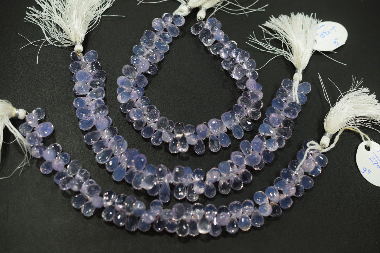 Natural Lavender Quartz Tear Drops Shape Briolettes , Sold By Strand , 7x11 - 7.5x12 mm , 9 Inches , 18342