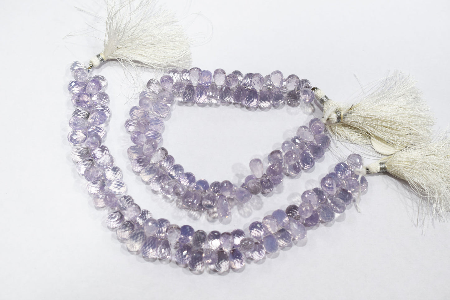 Natural Lavender Quartz Tear Drops Shape Briolettes , Sold By Strand , 7x11 - 7.5x12 mm , 9 Inches , 18342